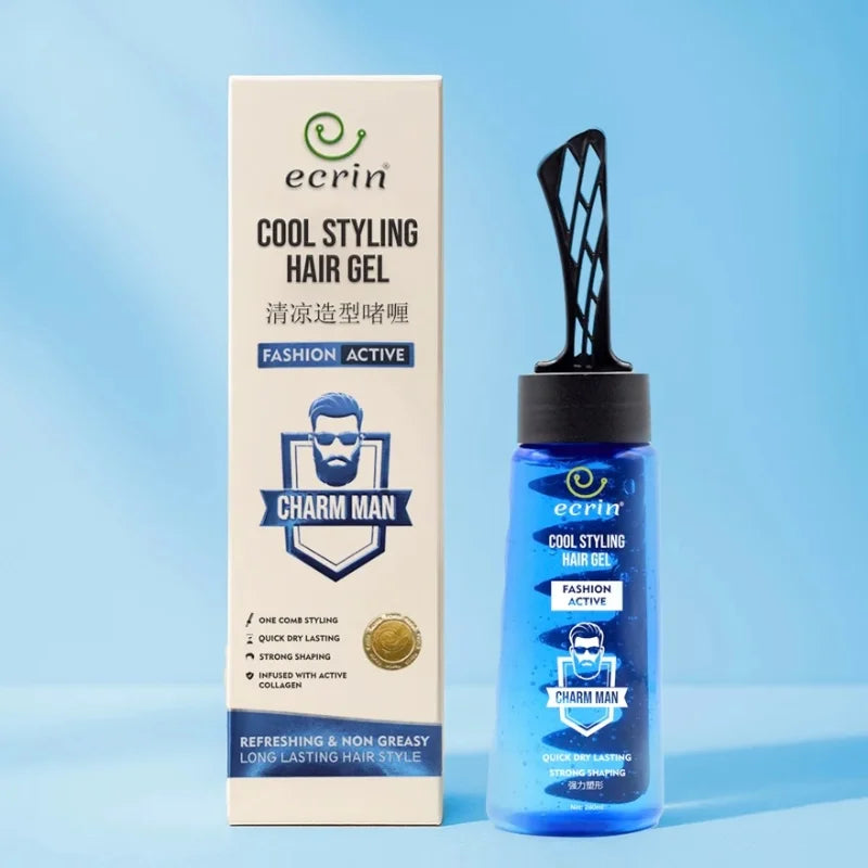 ECRIN Cool Styling Hair Gel 280ml with Active Collagen Strong Hold & Cool Fresh Effect