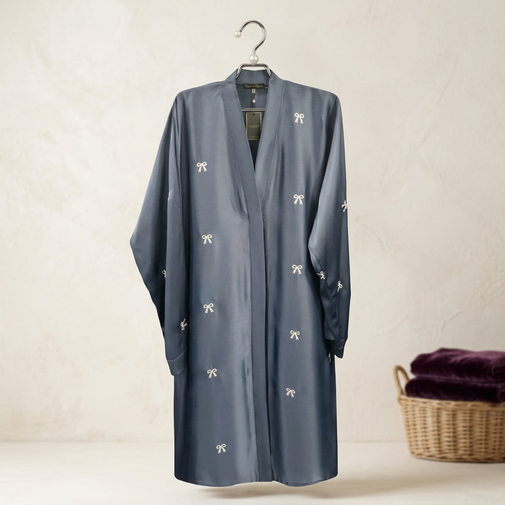 Premium TikTok Fabric Bow Embroidered Abaya – Standard Size