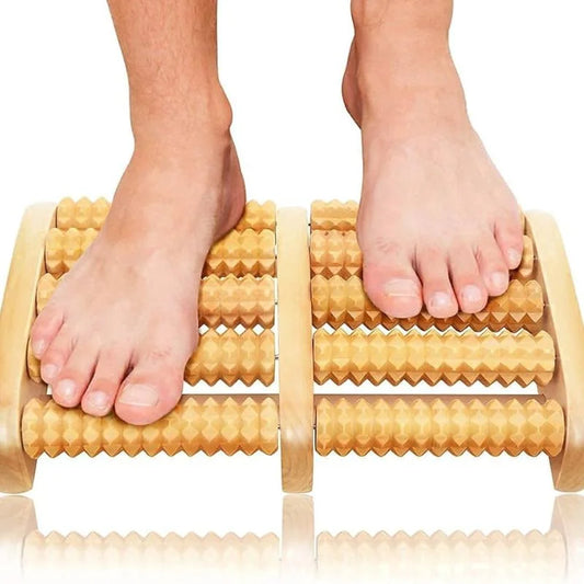 Wooden Foot Roller Massager | Manual Reflexology Therapy Tool for Pain Relief, Stress Relaxation & Foot Care