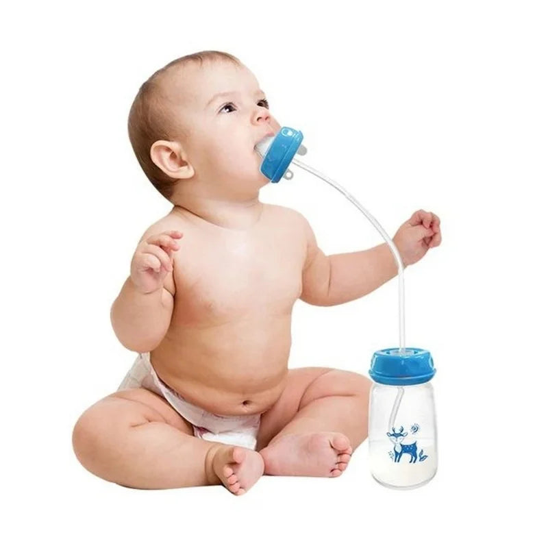 Hands-Free Baby Feeding Bottle | BPA-Free Anti-Colic Baby Milk Bottle with Silicone Straw | Leak-Proof Standard Neck Bottle |240ML