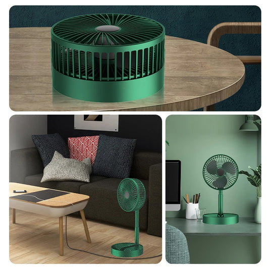 Portable Rechargeable Foldable Table Fan 2400mAh USB Charging | 3 Speed Silent Desktop Fan | Adjustable Mini Fan for Home, Office & Travel