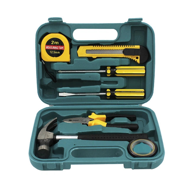 8 PCS Professional Tool Set with Storage Box | YL-8009A Model |  Durable Home Repair & DIY Toolkit |  Organized Plastic Storage Box