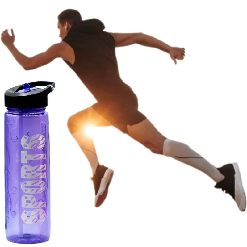 Purple Stylish Water Sport Bottle 1000ml with Straw | Leakproof BPA-Free Hydration Bottle for School, Gym & Travel