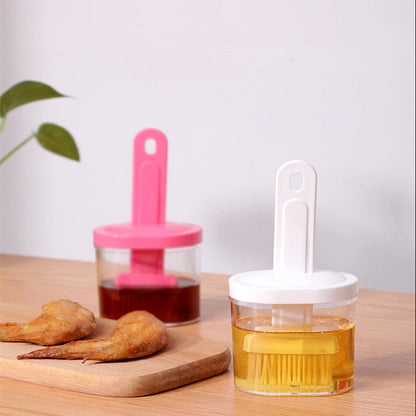 Oil Bottle with Silicone Brush – Durable Kitchen Tool for Easy Cooking and Baking Use.( Random Color)