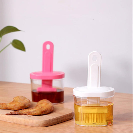 Oil Bottle with Silicone Brush – Durable Kitchen Tool for Easy Cooking and Baking Use.( Random Color)