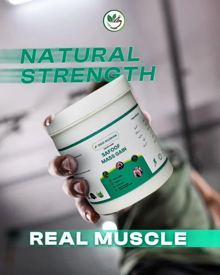 Safoof Mass Gain Herbal Weight Gain Powder Natural Body Mass Support Formula (100g)