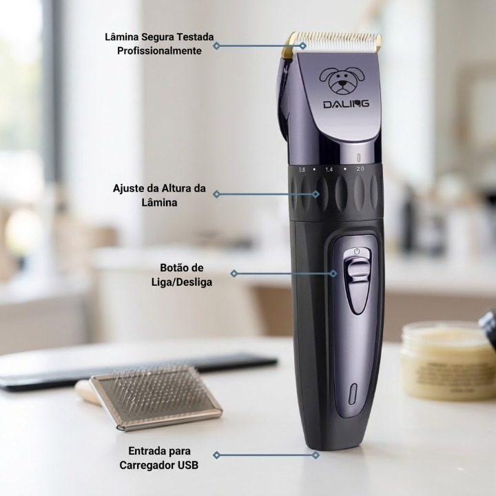 Daling Rechargeable Professional Pet Clipper Electric Grooming Trimmer for Dogs & Cats