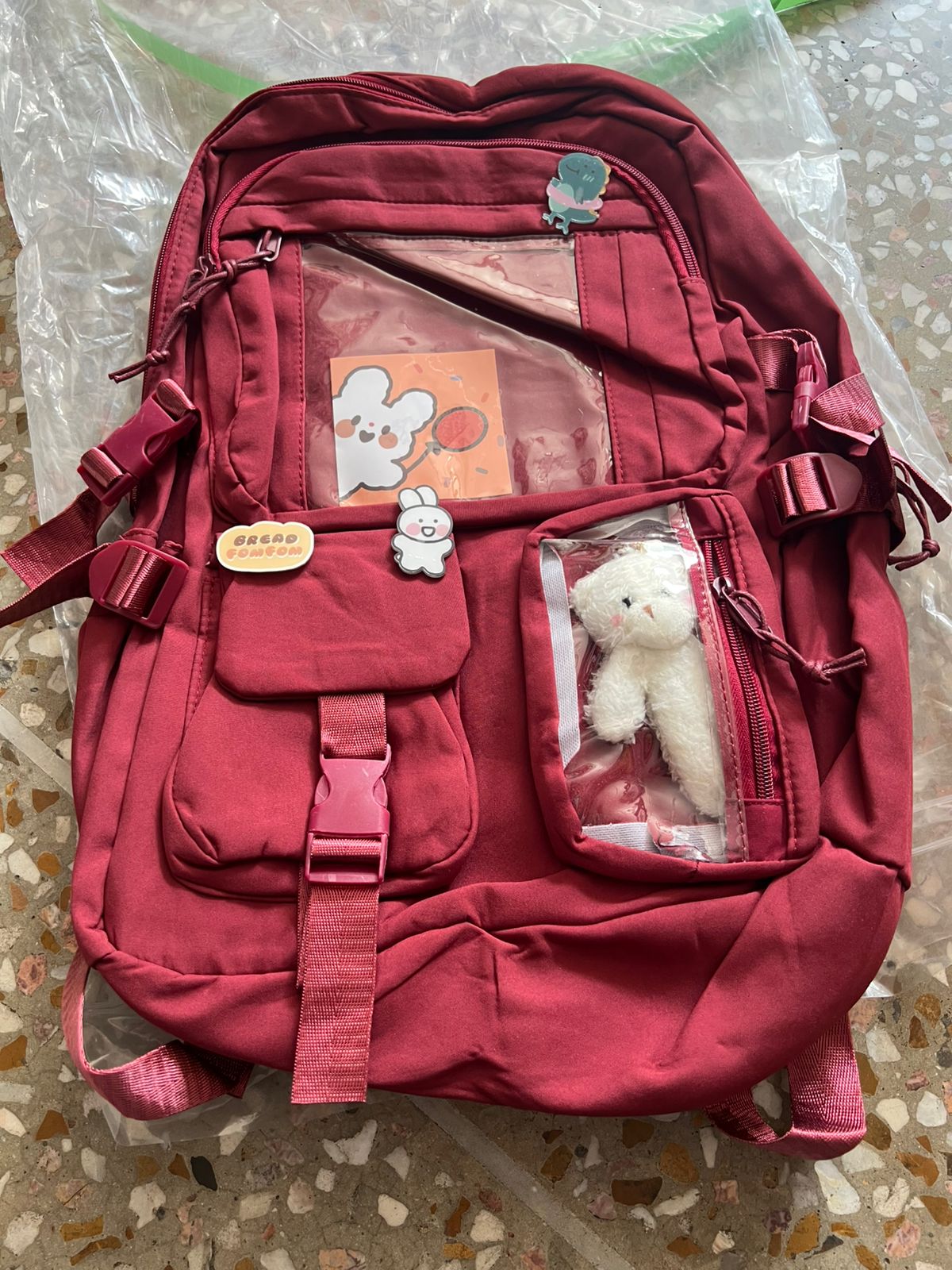 Cute Women Backpack Multi Pocket Canvas School Bag White Student Bag For Teenage Girls | Blue