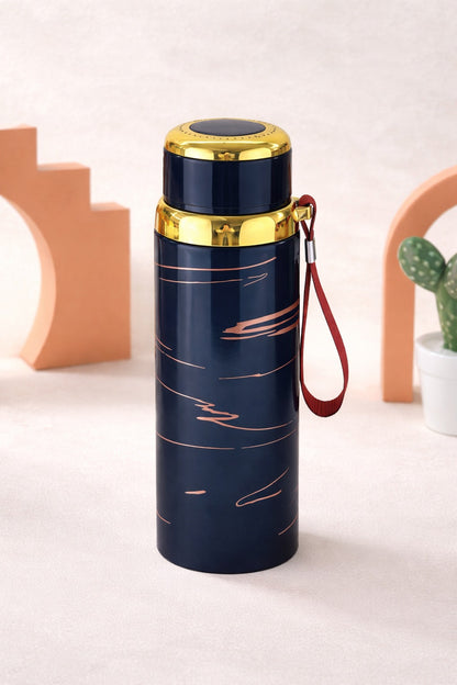 Premium Marble Print Stainless Steel Water Bottle - Elegant Vacuum Insulated Flask - Random Color - 1000ml