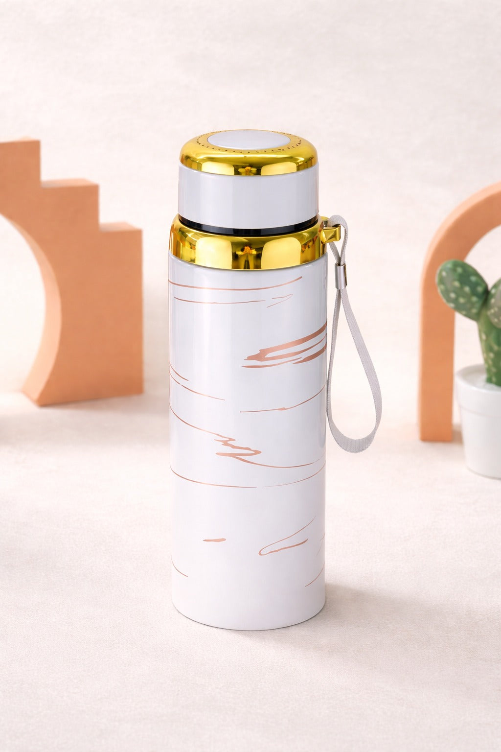 Premium Marble Print Stainless Steel Water Bottle - Elegant Vacuum Insulated Flask - Random Color - 1000ml