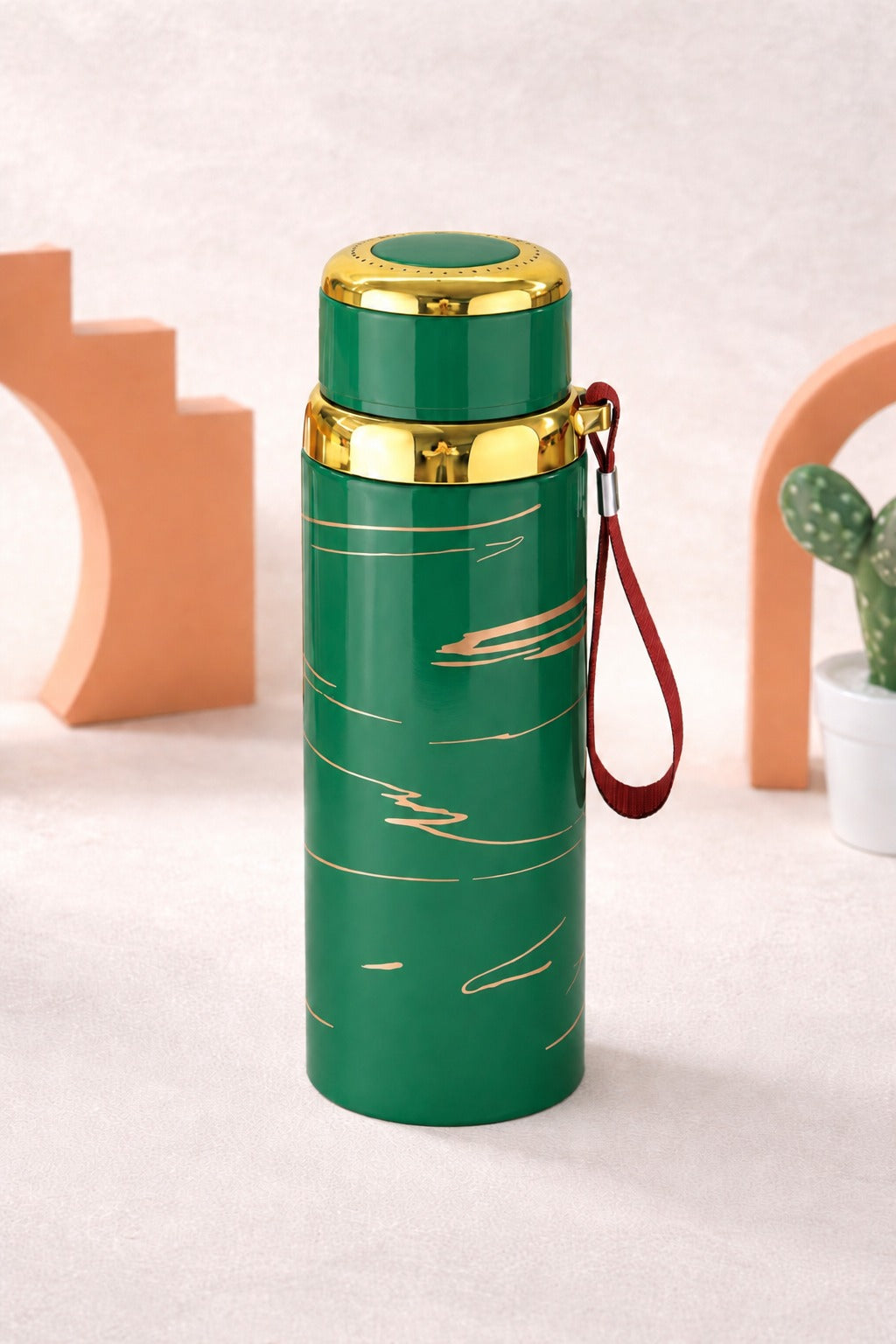 Premium Marble Print Stainless Steel Water Bottle - Elegant Vacuum Insulated Flask - Random Color - 1000ml