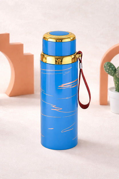 Premium Marble Print Stainless Steel Water Bottle - Elegant Vacuum Insulated Flask - Random Color - 1000ml