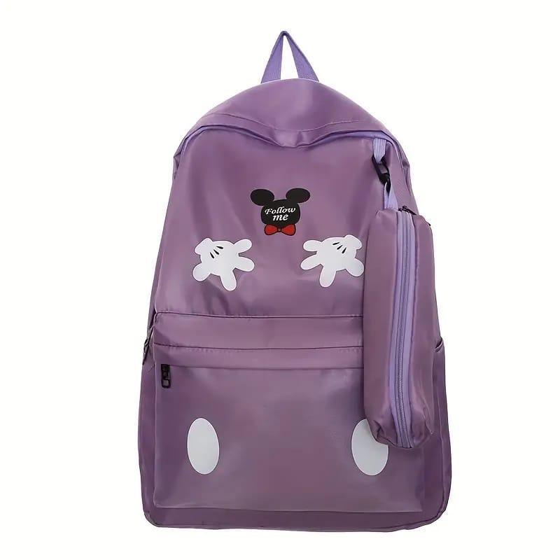 Mickey Mouse Backpack Set With Matching Pencil Case Cartoon Hand Graphics Nylon Printed Design | Black