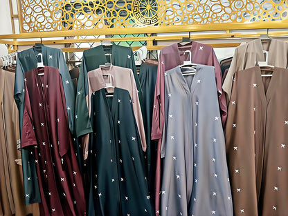 Premium TikTok Fabric Bow Embroidered Abaya – Standard Size