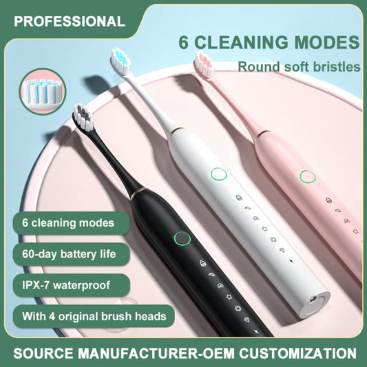 Rechargeable Electric Toothbrush With 2 Extra Heads | USB Charging Rechargeable Total Washable Electronic Whitening Teeth Brush for Oral Care