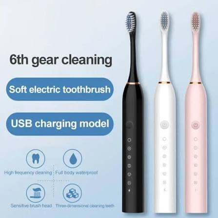 Rechargeable Electric Toothbrush With 2 Extra Heads | USB Charging Rechargeable Total Washable Electronic Whitening Teeth Brush for Oral Care