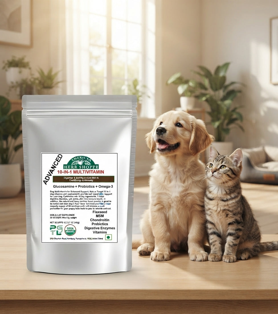 10-in-1 Dog & Cat Multivitamin | Probiotics, Omega-3 & Joint Support - 100g