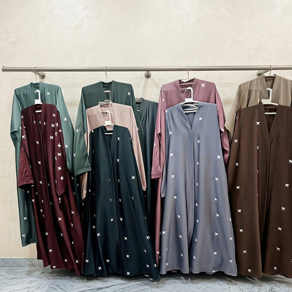 Premium TikTok Fabric Bow Embroidered Abaya – Standard Size