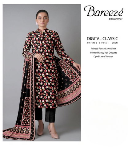 Bareeze Digital Classic 3 Piece Printed Lawn Suit – PR-7610
