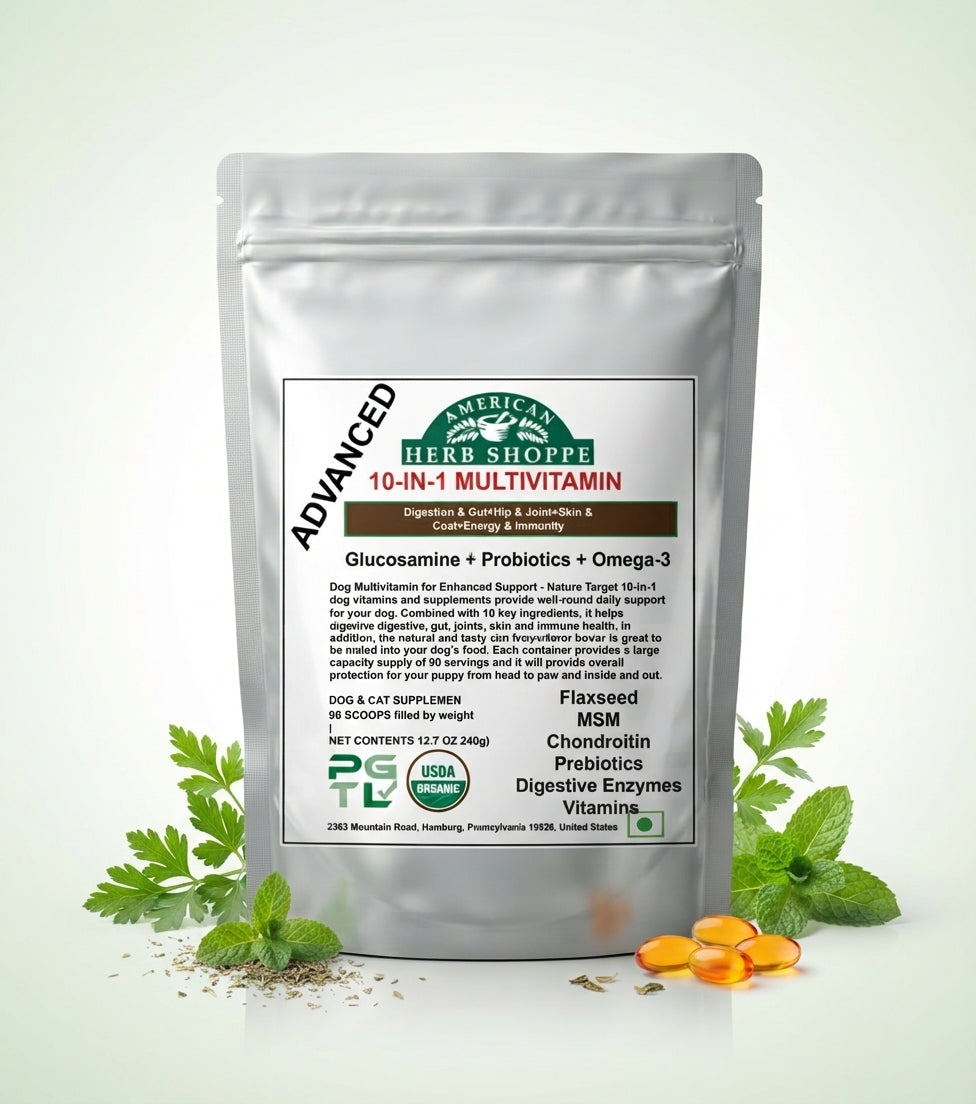 10-in-1 Dog & Cat Multivitamin | Probiotics, Omega-3 & Joint Support - 100g