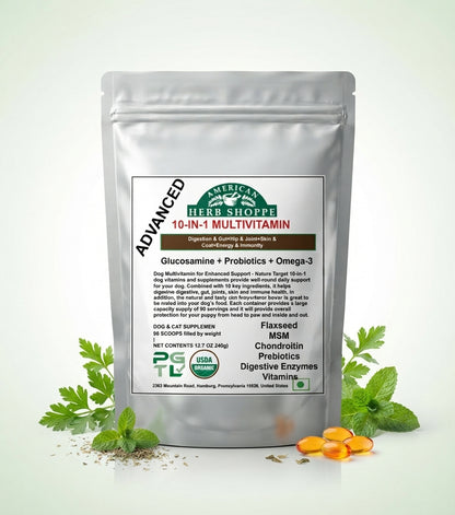 10-in-1 Dog & Cat Multivitamin | Probiotics, Omega-3 & Joint Support - 100g