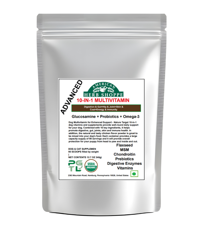 10-in-1 Dog & Cat Multivitamin | Probiotics, Omega-3 & Joint Support - 100g