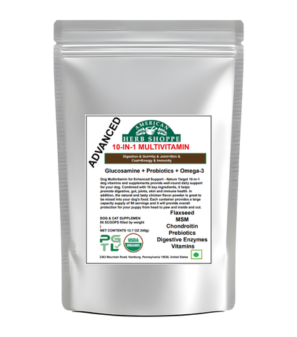 10-in-1 Dog & Cat Multivitamin | Probiotics, Omega-3 & Joint Support - 100g
