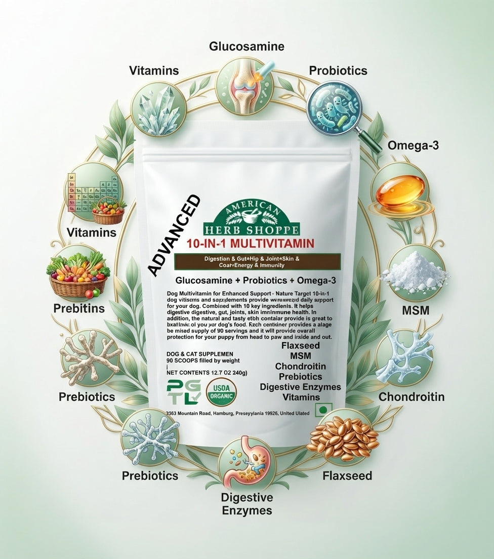 10-in-1 Dog & Cat Multivitamin | Probiotics, Omega-3 & Joint Support - 100g