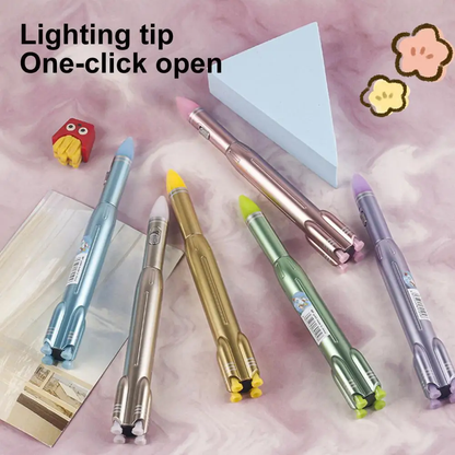 Rocket Shaped LED Gel Pen with Light-Up Tip (1 Piece – Random Metallic Color)