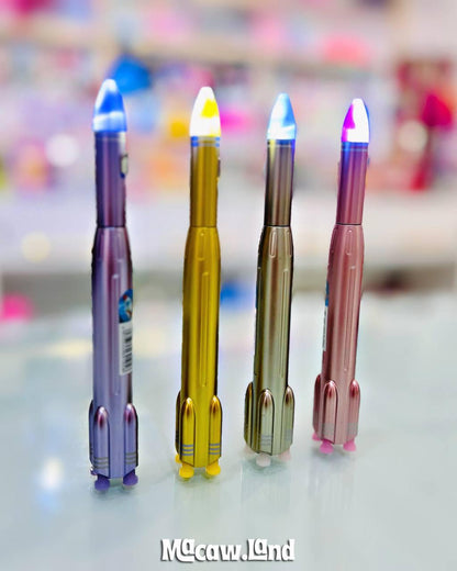Rocket Shaped LED Gel Pen with Light-Up Tip (1 Piece – Random Metallic Color)