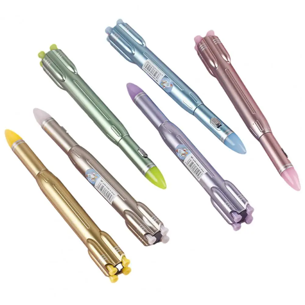 Rocket Shaped LED Gel Pen with Light-Up Tip (1 Piece – Random Metallic Color)