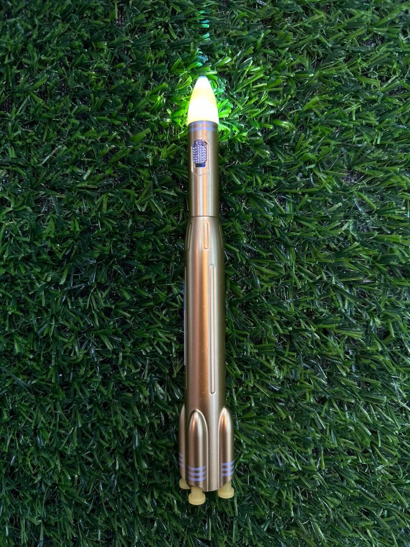 Rocket Shaped LED Gel Pen with Light-Up Tip (1 Piece – Random Metallic Color)