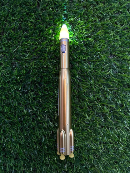 Rocket Shaped LED Gel Pen with Light-Up Tip (1 Piece – Random Metallic Color)