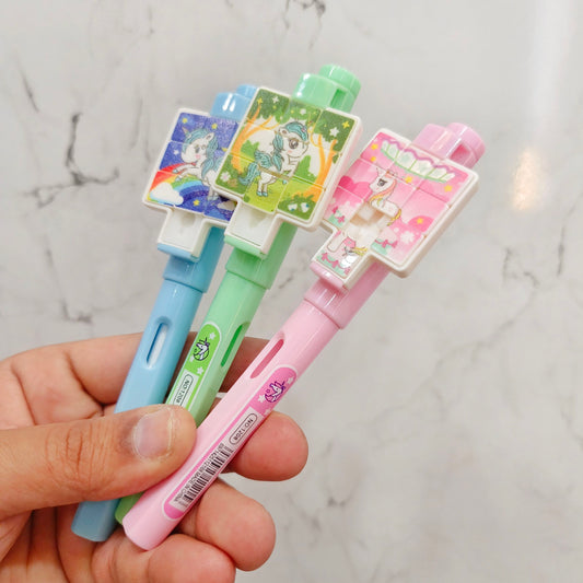Mini Sliding Tile Puzzle Gel Pen for Kids (1 Pc – Random Color & Design)
