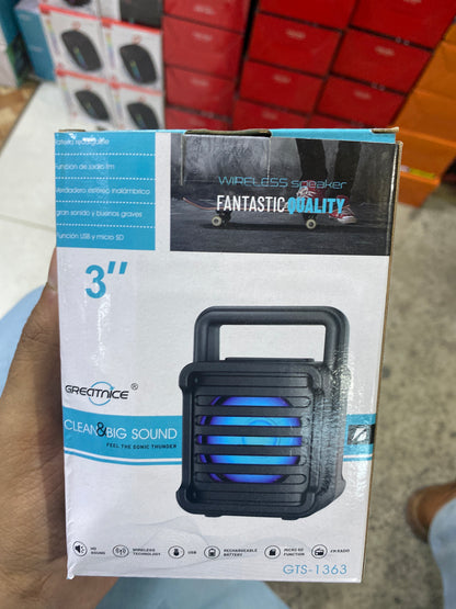 Greatnice GTS-1363 3-Inch Mini Portable Wireless Bluetooth Speaker with LED Light