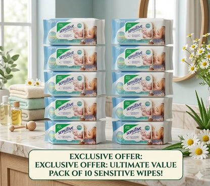 Mega Saver Pack Sensitive Baby Wipes Deal Of 10 Packs Ultra Soft Gentle Cleaning With Aloe And Chamomile For Delicate Skin
