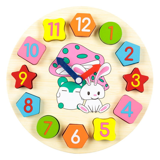 Wooden Learning Clock & Number Shape Sorting Toy