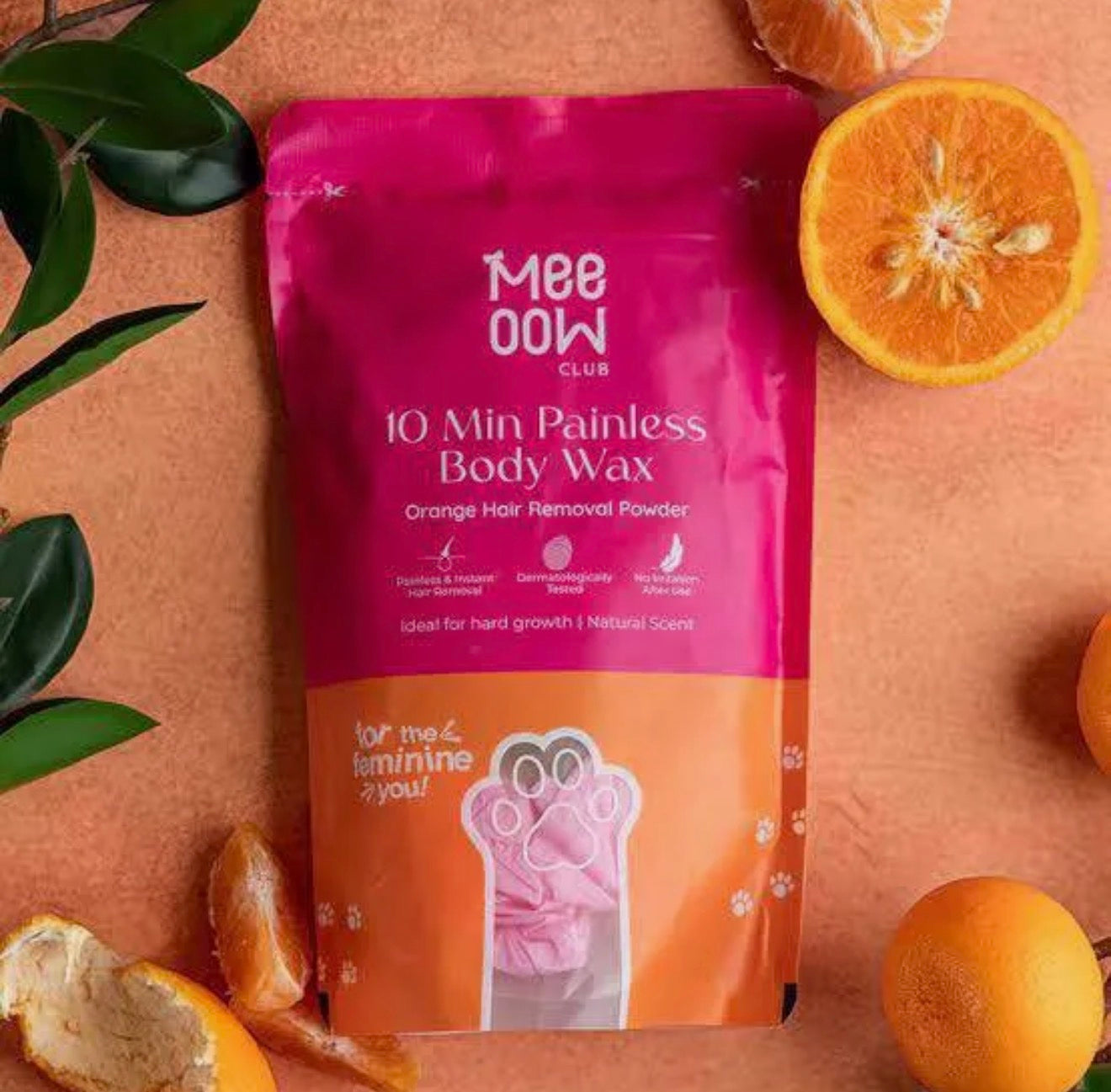 Meeoow Club 10 Min Painless Body Wax Orange Hair Removal Powder 100g Gentle Effective Formula For Smooth Skin And Easy At Home Use