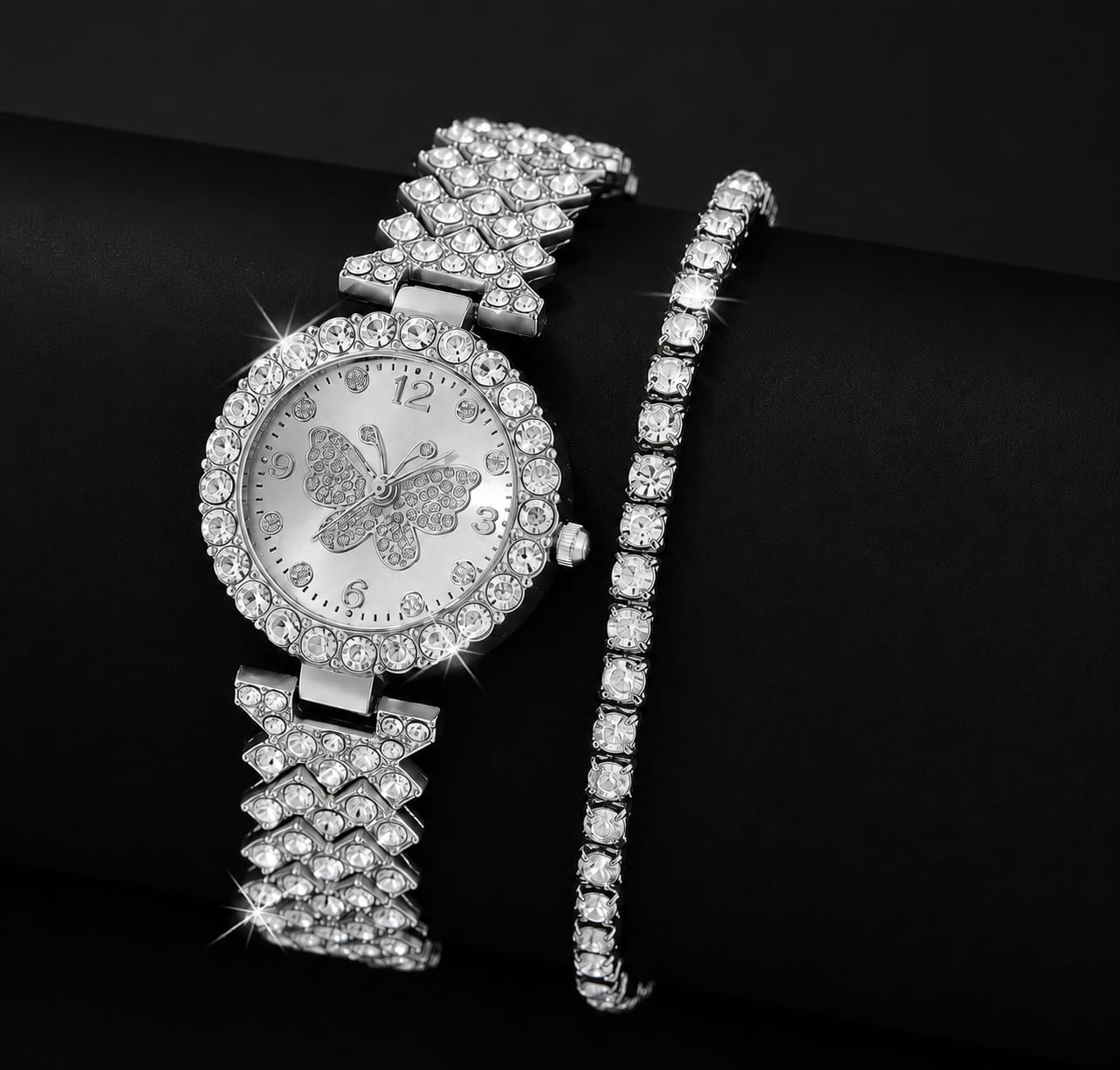 Womens Butterfly Quartz Watch And Bracelet Set Elegant Stylish Durable Practical Choice For Fashion Accessories And Gift Occasions | Golden