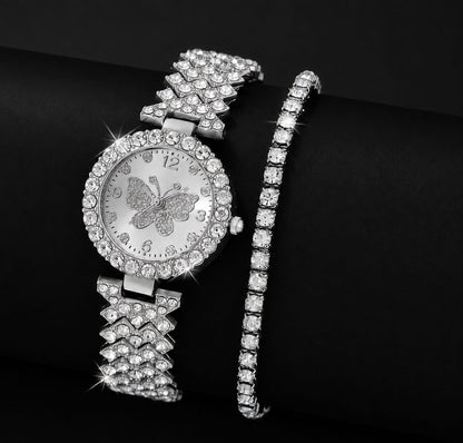 Womens Butterfly Quartz Watch And Bracelet Set Elegant Stylish Durable Practical Choice For Fashion Accessories And Gift Occasions | Golden