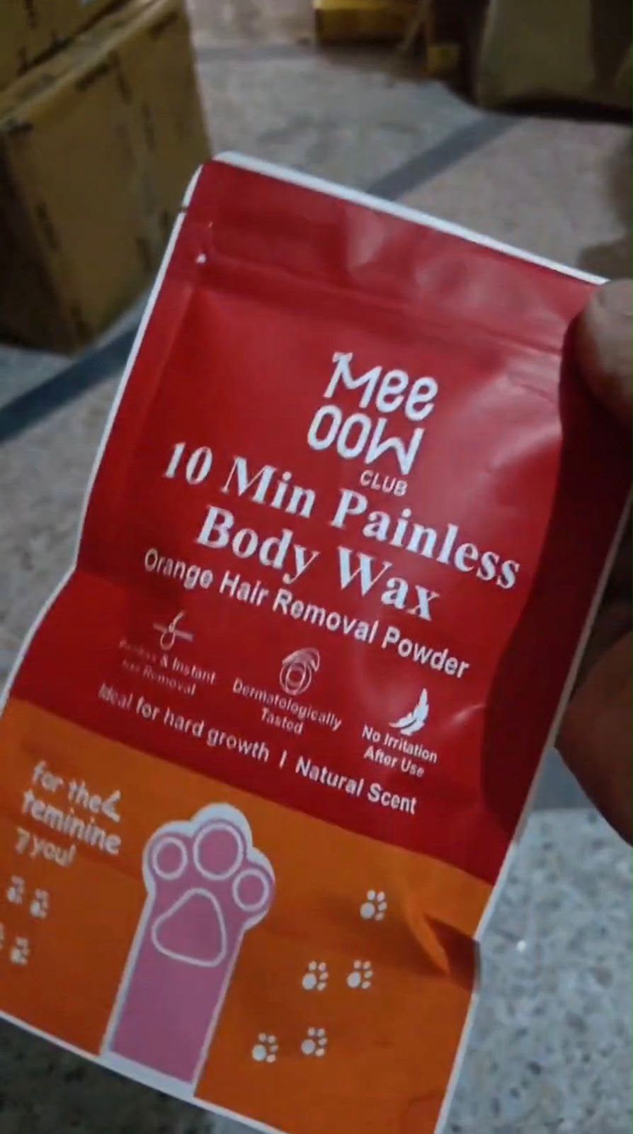 Meeoow Club 10 Min Painless Body Wax Orange Hair Removal Powder 100g Gentle Effective Formula For Smooth Skin And Easy At Home Use