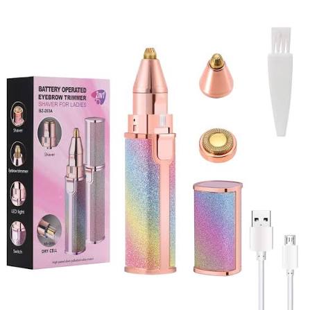 2-in-1 Flawless Eyebrow Trimmer | USB Rechargeable 2in1 Flawless Trimmer With Wire & Cleaning Brush | Eyebrow & Upper Lips Trimmer For Women (Rechargeable)