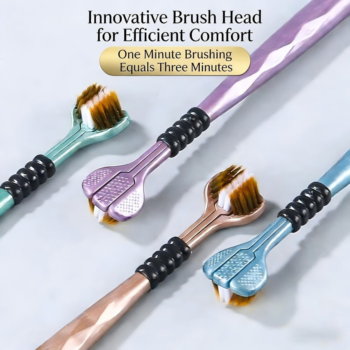 Pack Of 2 Innovative 3 Sided Toothbrush Efficient Cleaning Design One Minute Equals Three Minutes Compact Comfortable Grip For Daily Oral Care | Random Colour
