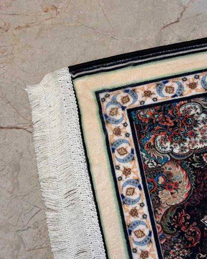 Luxury Ottoman Mandala Velvet Prayer Rug – Deep Blue & Black 70x115 cm | Elegant Islamic Janamaz