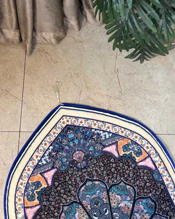 Luxury Ottoman Mandala Velvet Prayer Rug – Deep Blue & Black 70x115 cm | Elegant Islamic Janamaz