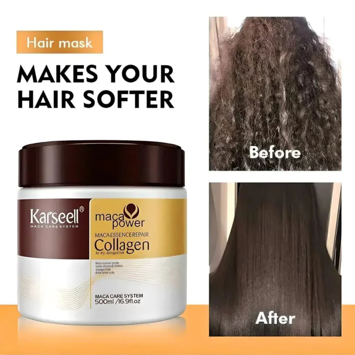 Karseell Collagen Deep Repair Hair Mask 500ml | Argan Oil & Collagen for Smooth, Shiny Hair