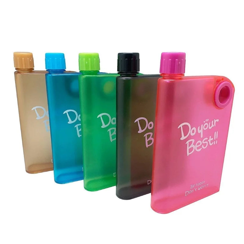 Blue Ultra Slim Notebook Style Water Bottle 380ml | Portable Memo Bottle for Travel, School & Office