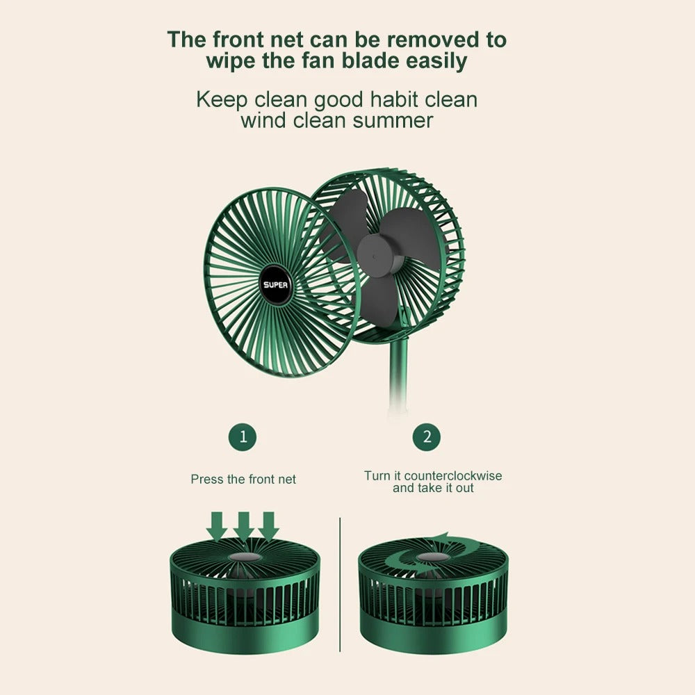 Portable Rechargeable Foldable Table Fan 2400mAh USB Charging | 3 Speed Silent Desktop Fan | Adjustable Mini Fan for Home, Office & Travel