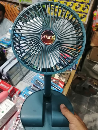 Portable Rechargeable Foldable Table Fan 2400mAh USB Charging | 3 Speed Silent Desktop Fan | Adjustable Mini Fan for Home, Office & Travel