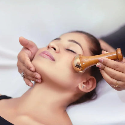 Kansa Wand Face & Foot Massager | Ayurvedic Bronze Massage Tool with Wooden Handle | For Face, Neck, Head & Body